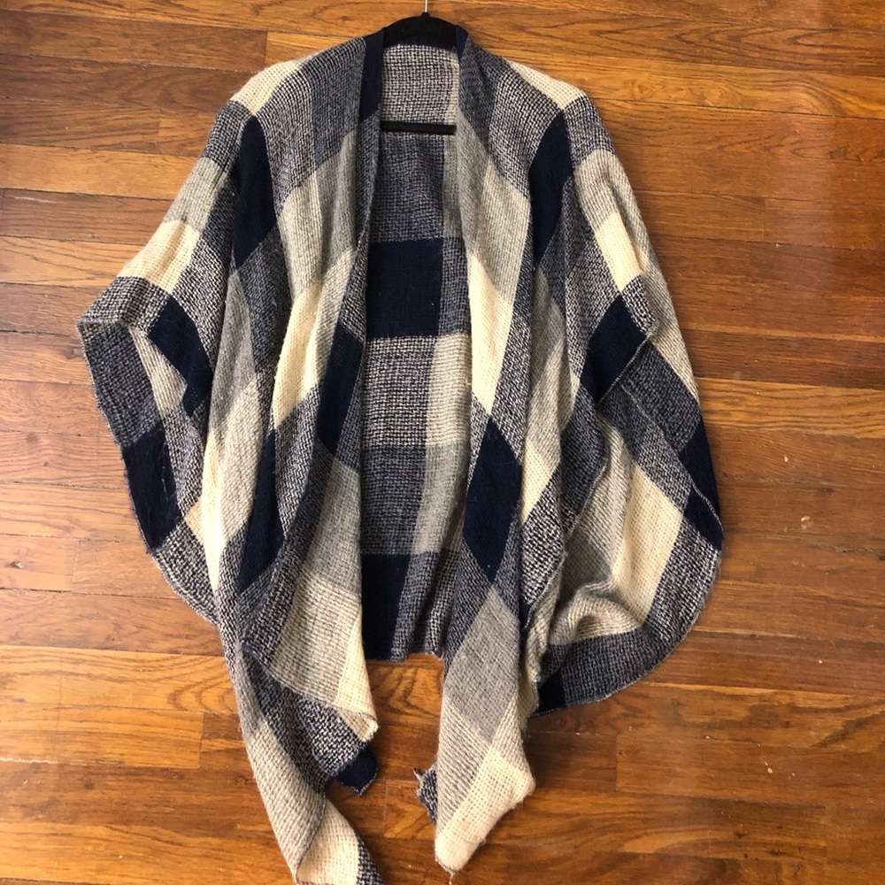 Open front knit poncho sweater
